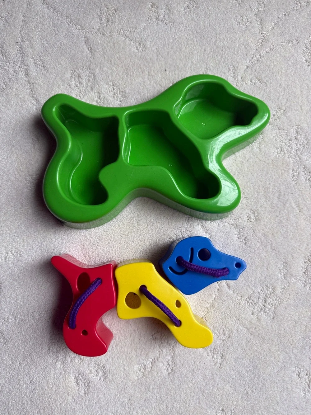 Dog Treat Puzzle Toy - Green with Red, Blue & Yellow Pieces